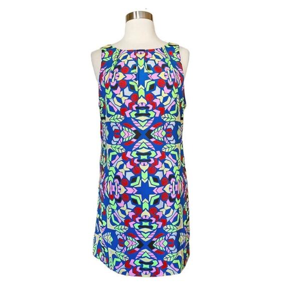 Mara Hoffman Blue Green Red Printed Sleeveless Keyhole Mini Dress - 8 - Picture 2 of 10